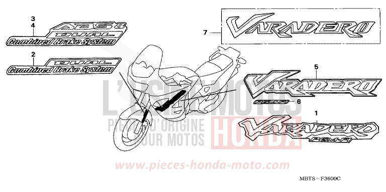MARK (E,ED,EK,F,G) for Varadero ABS MUTE BLACK METALLIC (NH359) from 2004